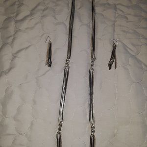David Yurman Silver and Black necklace with matching earrings.
